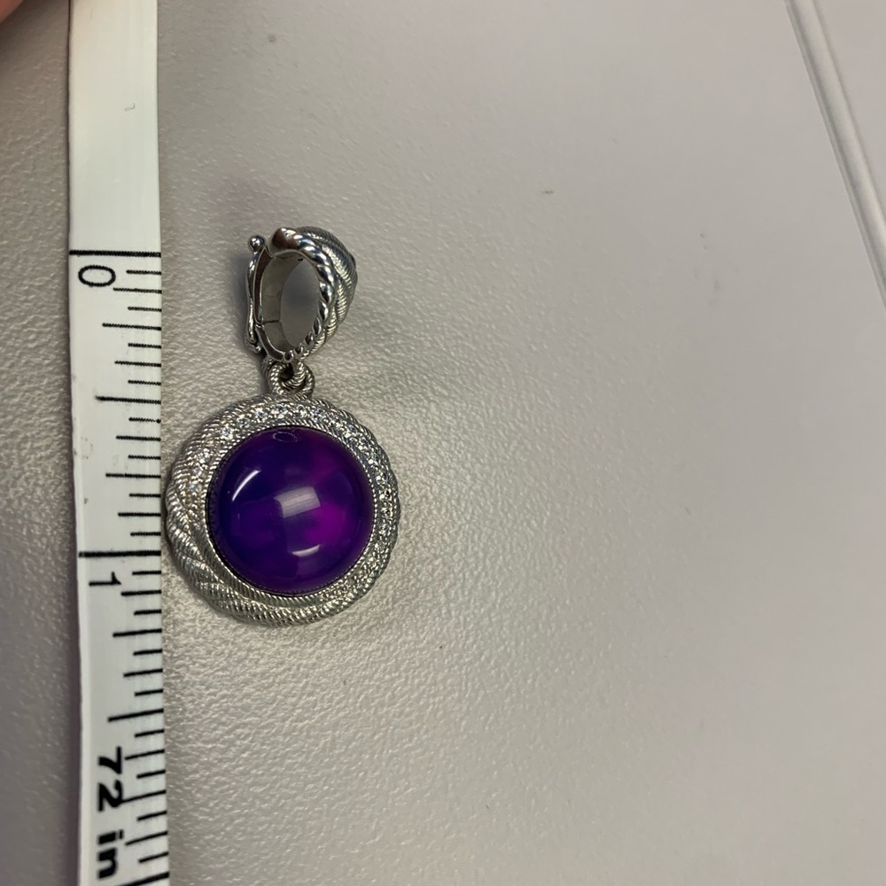 Judith Ripka SS and amethyst CZ pendant